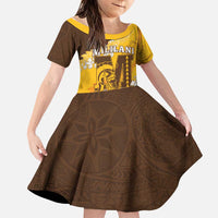 Personalized Mililani Hawaii High School Family Matching Short Sleeve Bodycon Dress and Hawaiian Shirt Puakenikeni Lei Hawaiian Pattern LT14 Daughter's Dress Yellow - Polynesian Pride