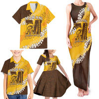 Personalized Mililani Hawaii High School Family Matching Tank Maxi Dress and Hawaiian Shirt Puakenikeni Lei Hawaiian Pattern - Polynesian Pride