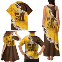 Personalized Mililani Hawaii High School Family Matching Tank Maxi Dress and Hawaiian Shirt Puakenikeni Lei Hawaiian Pattern - Polynesian Pride