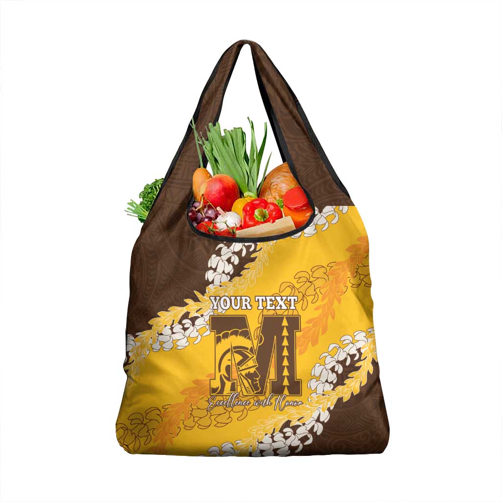 Personalized Mililani Hawaii High School Grocery Bag Puakenikeni Lei Hawaiian Pattern LT14 1-pack One Size Yellow - Polynesian Pride