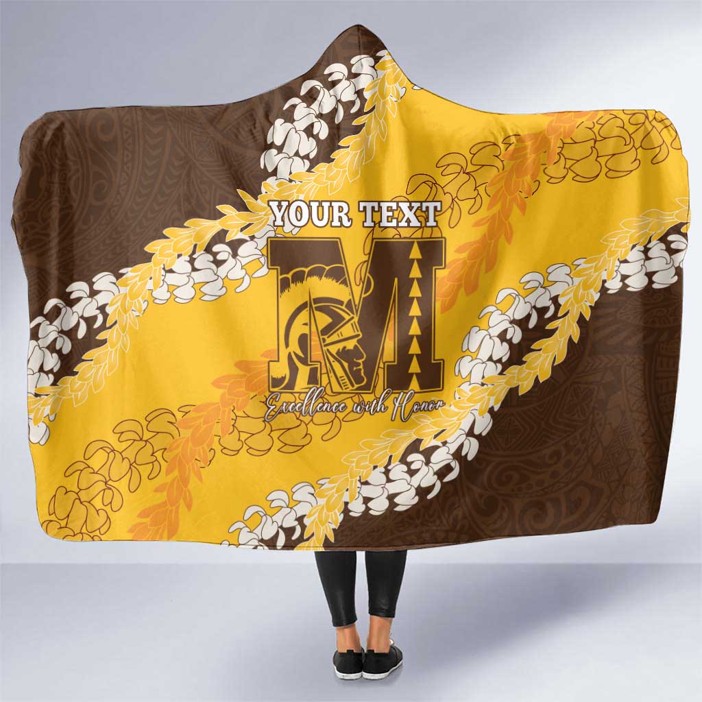Personalized Mililani Hawaii High School Hooded Blanket Puakenikeni Lei Hawaiian Pattern LT14 One Size Yellow - Polynesian Pride