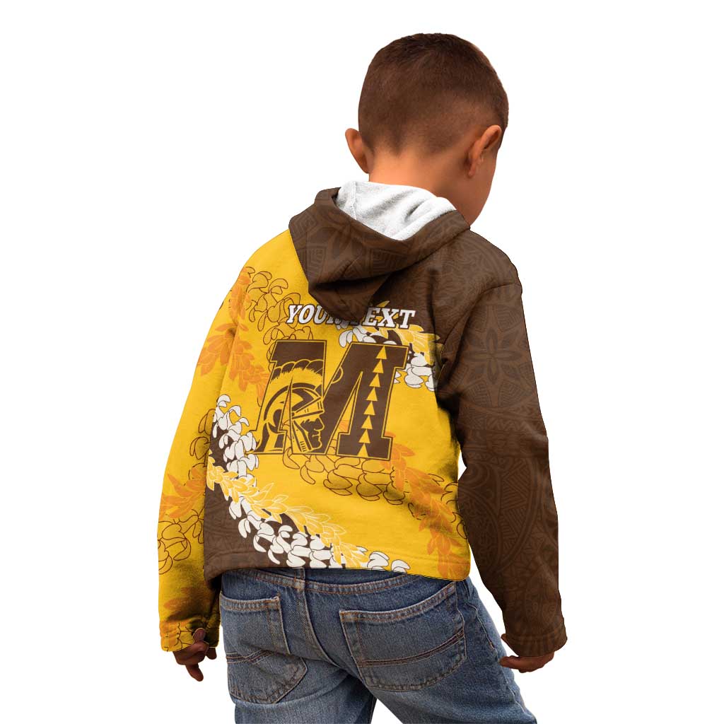 Personalized Mililani Hawaii High School Kid Hoodie Puakenikeni Lei Hawaiian Pattern - Polynesian Pride