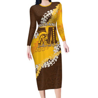 Personalized Mililani Hawaii High School Long Sleeve Bodycon Dress Puakenikeni Lei Hawaiian Pattern - Polynesian Pride
