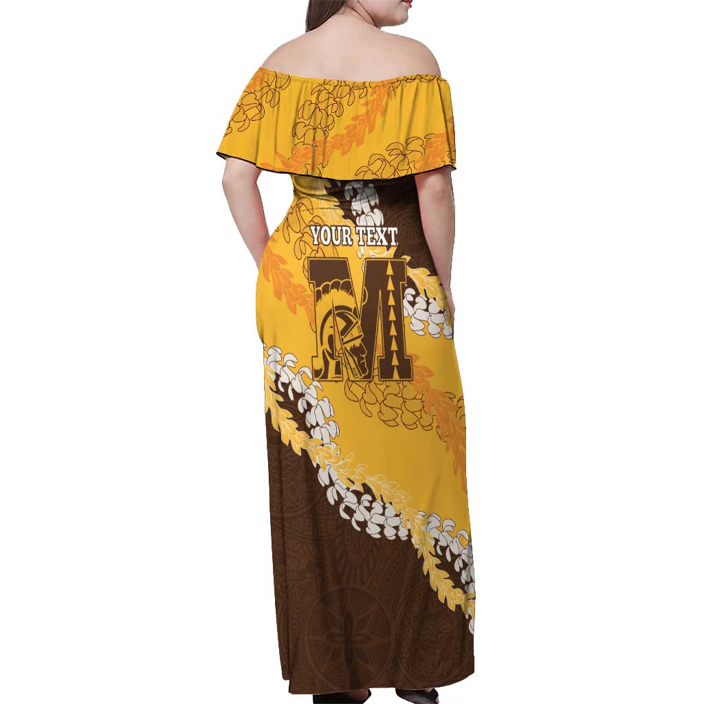 Personalized Mililani Hawaii High School Off Shoulder Maxi Dress Puakenikeni Lei Hawaiian Pattern - Polynesian Pride
