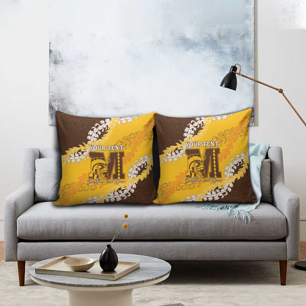 Personalized Mililani Hawaii High School Pillow Cover Puakenikeni Lei Hawaiian Pattern LT14 - Polynesian Pride