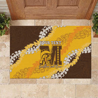 Personalized Mililani Hawaii High School Rubber Doormat Puakenikeni Lei Hawaiian Pattern LT14 Yellow - Polynesian Pride