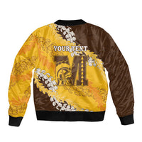 Personalized Mililani Hawaii High School Sleeve Zip Bomber Jacket Puakenikeni Lei Hawaiian Pattern LT14 - Polynesian Pride