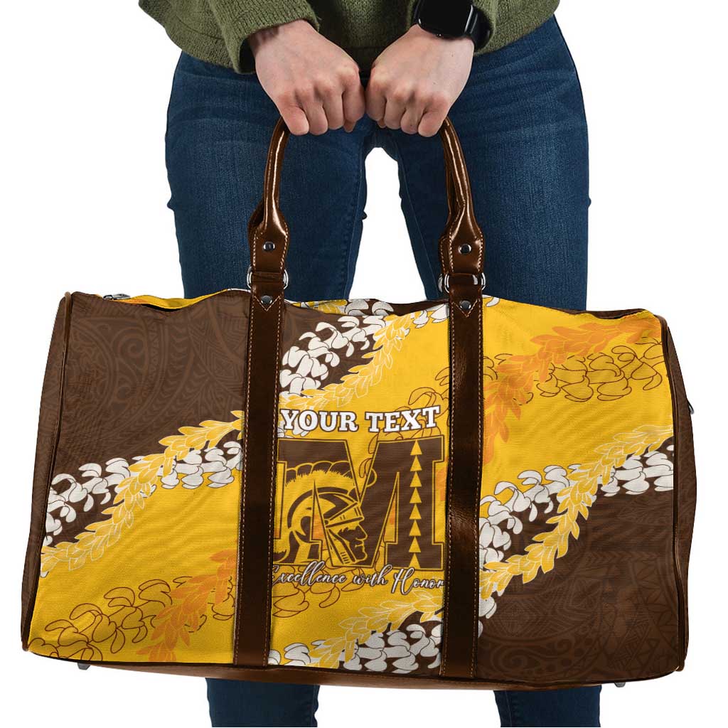 Personalized Mililani Hawaii High School Travel Bag Puakenikeni Lei Hawaiian Pattern LT14 Yellow - Polynesian Pride