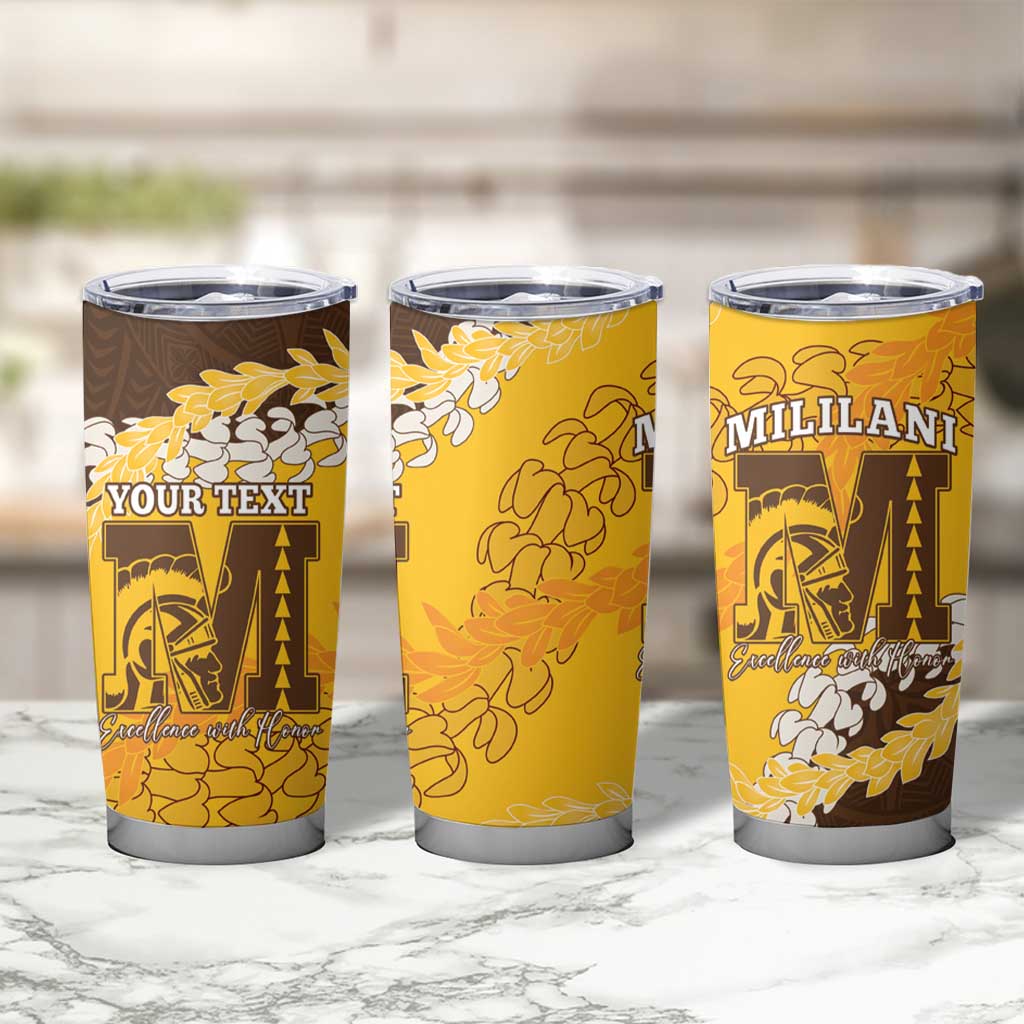 Personalized Mililani Hawaii High School Tumbler Cup Puakenikeni Lei Hawaiian Pattern LT14 - Polynesian Pride