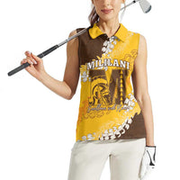 Personalized Mililani Hawaii High School Women Sleeveless Polo Shirt Puakenikeni Lei Hawaiian Pattern - Polynesian Pride