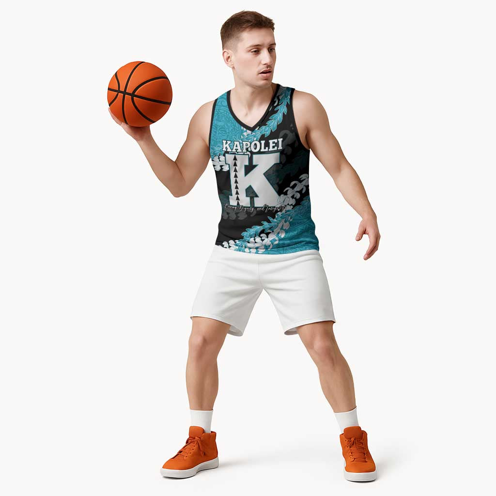 Personalized Kapolei Hawaii High School Basketball Jersey Puakenikeni Lei Hawaiian Pattern LT14 - Polynesian Pride