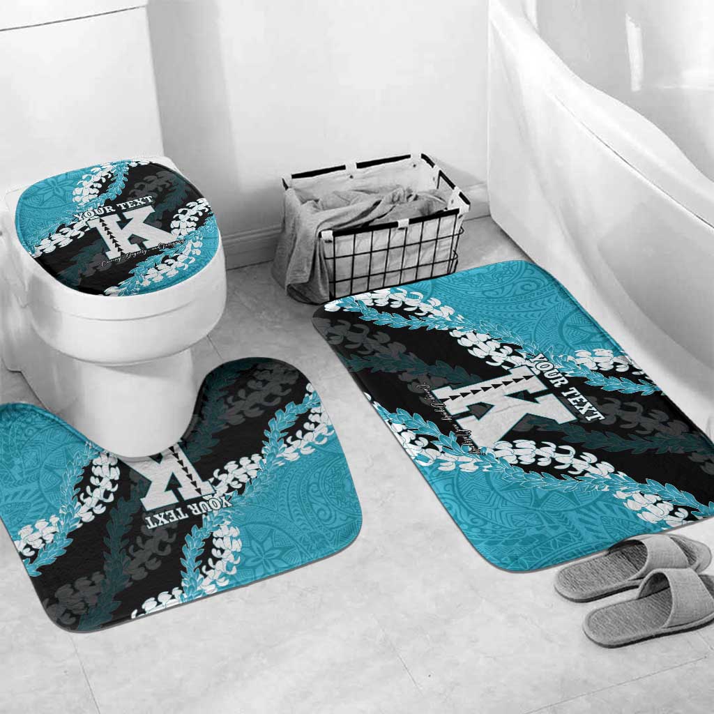 Personalized Kapolei Hawaii High School Bathroom Set Puakenikeni Lei Hawaiian Pattern LT14 Mat Set Only (3 pcs) One Size Teal - Polynesian Pride