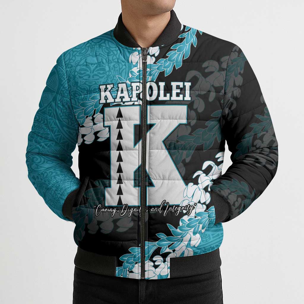 Personalized Kapolei Hawaii High School Bomber Puffer Jacket Puakenikeni Lei Hawaiian Pattern LT14 - Polynesian Pride