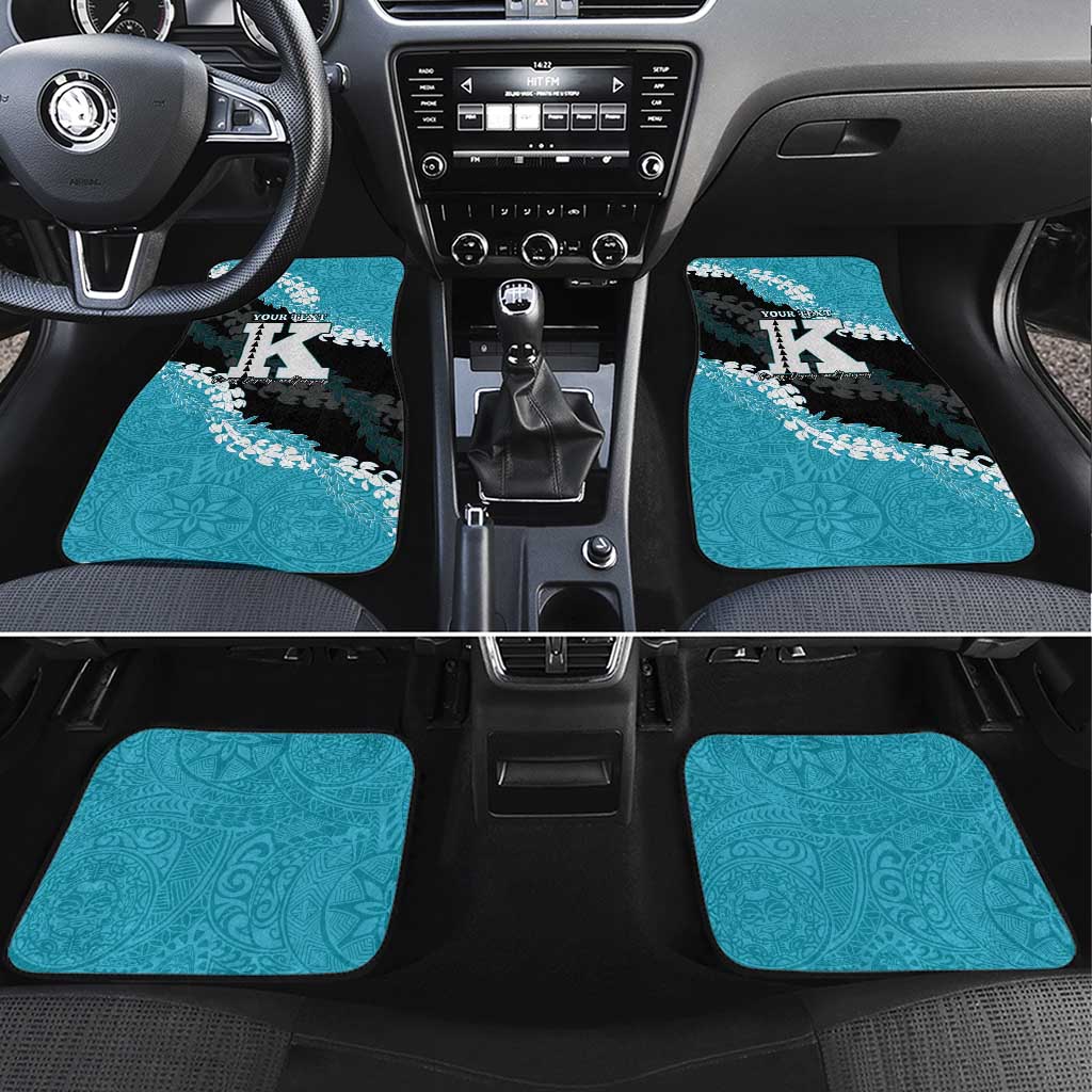 Personalized Kapolei Hawaii High School Car Mats Puakenikeni Lei Hawaiian Pattern LT14 Set 4pcs Teal - Polynesian Pride
