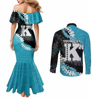 Personalized Kapolei Hawaii High School Couples Matching Mermaid Dress and Long Sleeve Button Shirt Puakenikeni Lei Hawaiian Pattern LT14 - Polynesian Pride