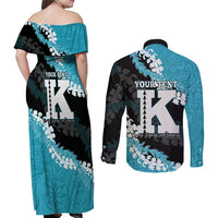 Personalized Kapolei Hawaii High School Couples Matching Off Shoulder Maxi Dress and Long Sleeve Button Shirt Puakenikeni Lei Hawaiian Pattern LT14 - Polynesian Pride