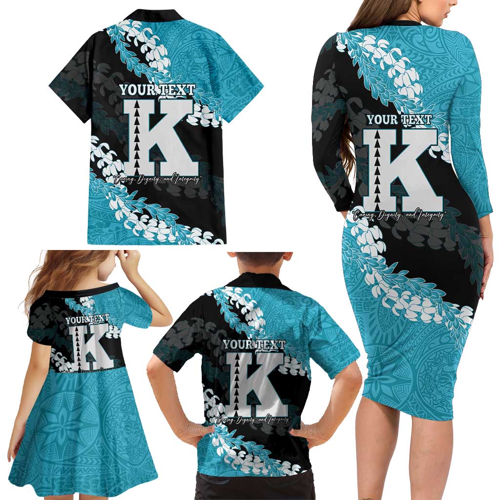 Personalized Kapolei Hawaii High School Family Matching Long Sleeve Bodycon Dress and Hawaiian Shirt Puakenikeni Lei Hawaiian Pattern LT14 - Polynesian Pride