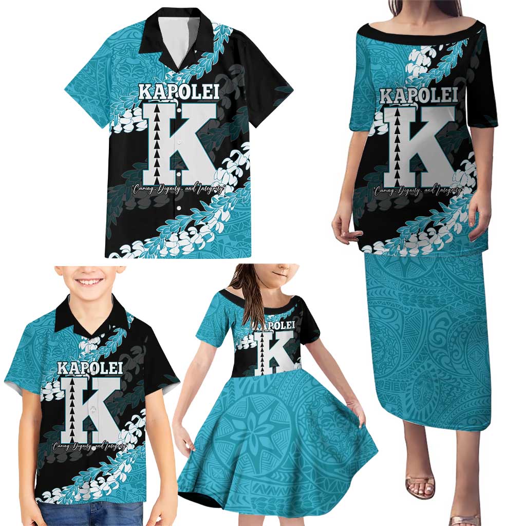 Personalized Kapolei Hawaii High School Family Matching Puletasi and Hawaiian Shirt Puakenikeni Lei Hawaiian Pattern LT14 - Polynesian Pride