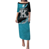 Personalized Kapolei Hawaii High School Family Matching Puletasi and Hawaiian Shirt Puakenikeni Lei Hawaiian Pattern LT14 Mom's Dress Teal - Polynesian Pride