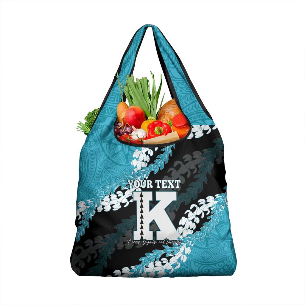 Personalized Kapolei Hawaii High School Grocery Bag Puakenikeni Lei Hawaiian Pattern LT14 1-pack One Size Teal - Polynesian Pride