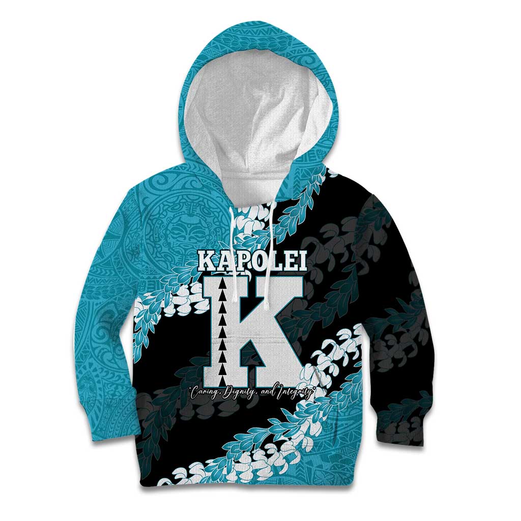 Personalized Kapolei Hawaii High School Kid Hoodie Puakenikeni Lei Hawaiian Pattern - Polynesian Pride