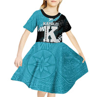 Personalized Kapolei Hawaii High School Kid Short Sleeve Dress Puakenikeni Lei Hawaiian Pattern - Polynesian Pride