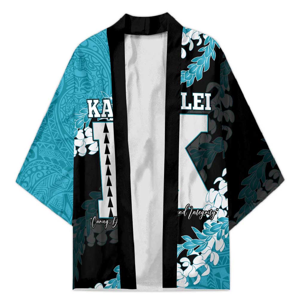 Personalized Kapolei Hawaii High School Kimono Puakenikeni Lei Hawaiian Pattern LT14 Unisex Teal - Polynesian Pride