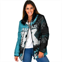 Personalized Kapolei Hawaii High School Padded Jacket Puakenikeni Lei Hawaiian Pattern LT14 Women Teal - Polynesian Pride