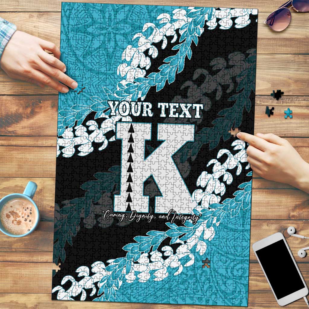 Personalized Kapolei Hawaii High School Puzzle Puakenikeni Lei Hawaiian Pattern LT14 Teal - Polynesian Pride