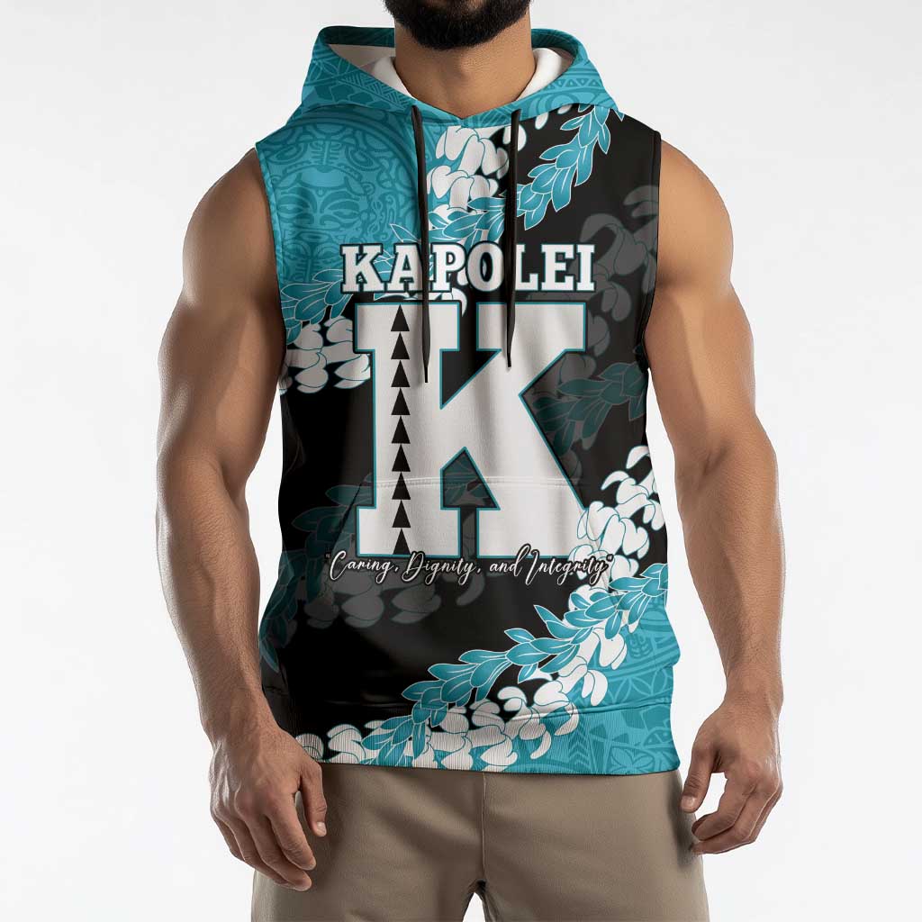 Personalized Kapolei Hawaii High School Sleeveless Hoodie Puakenikeni Lei Hawaiian Pattern LT14 - Polynesian Pride