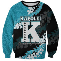 Personalized Kapolei Hawaii High School Sweatshirt Puakenikeni Lei Hawaiian Pattern LT14 Unisex Teal - Polynesian Pride