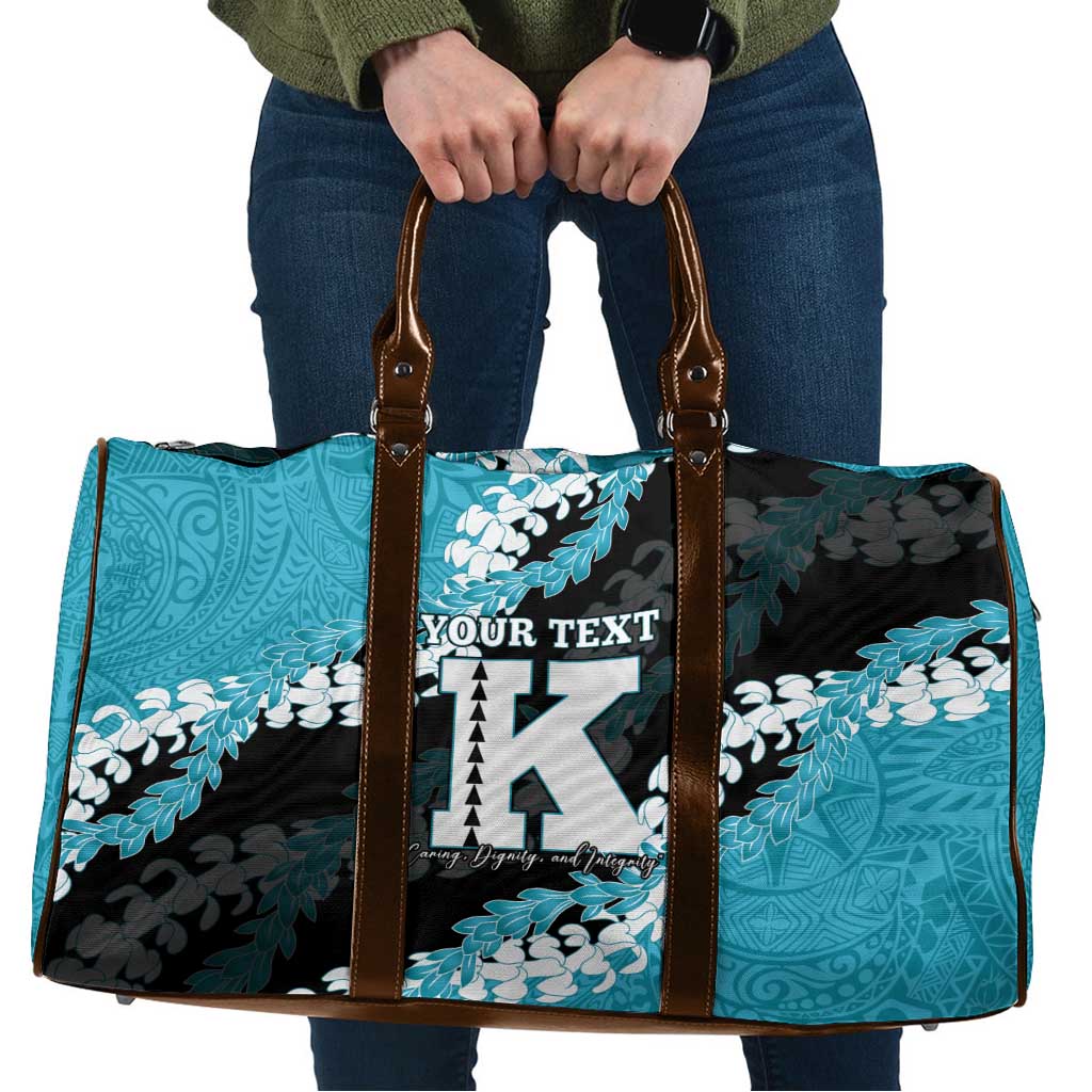 Personalized Kapolei Hawaii High School Travel Bag Puakenikeni Lei Hawaiian Pattern LT14 Teal - Polynesian Pride