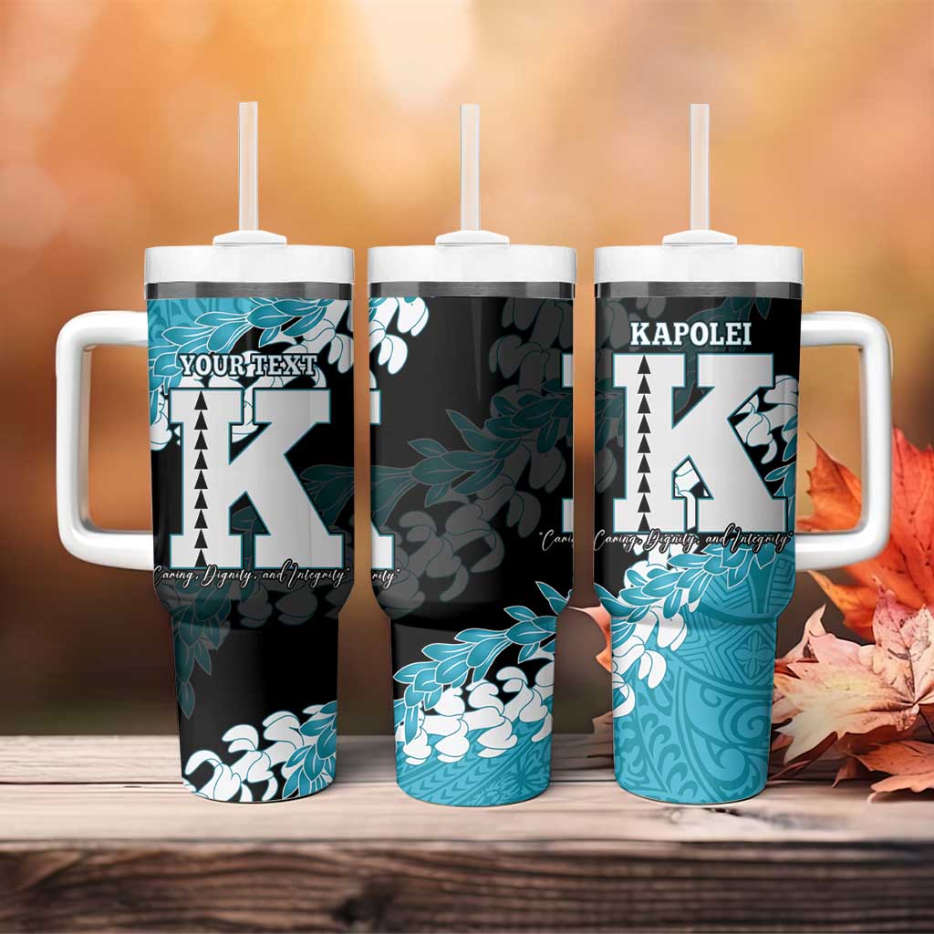 Personalized Kapolei Hawaii High School Tumbler With Handle Puakenikeni Lei Hawaiian Pattern LT14 - Polynesian Pride