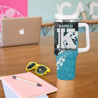 Personalized Kapolei Hawaii High School Tumbler With Handle Puakenikeni Lei Hawaiian Pattern LT14 - Polynesian Pride