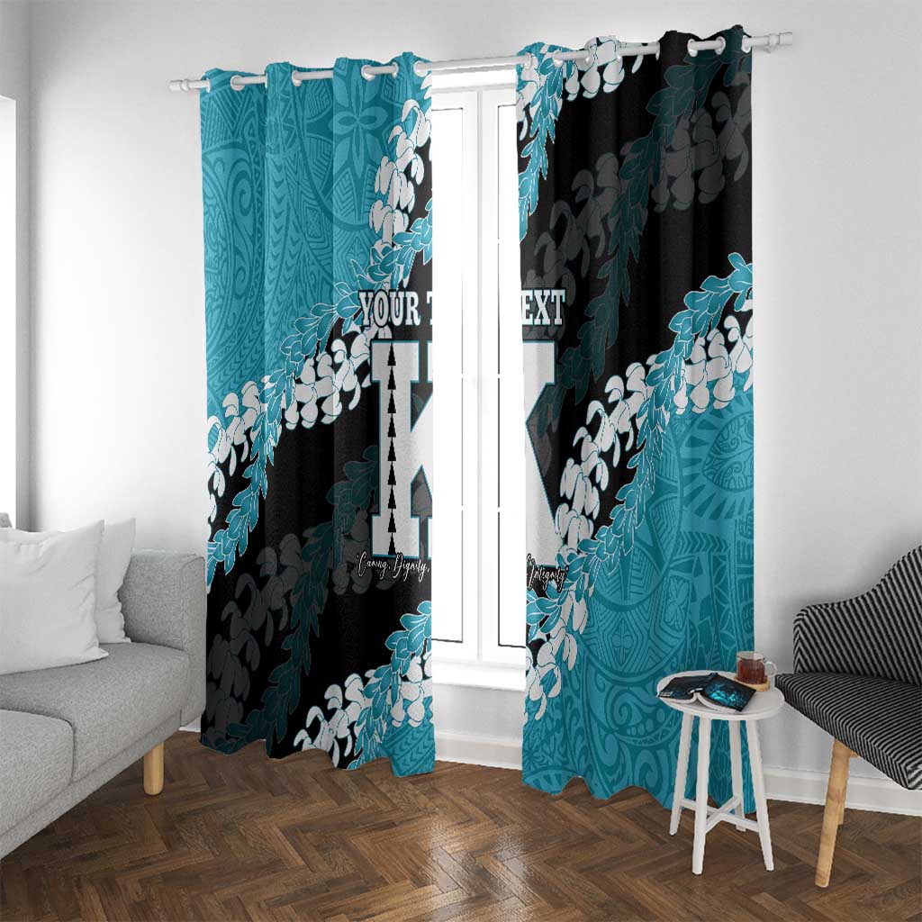 Personalized Kapolei Hawaii High School Window Curtain Puakenikeni Lei Hawaiian Pattern LT14 With Grommets Teal - Polynesian Pride