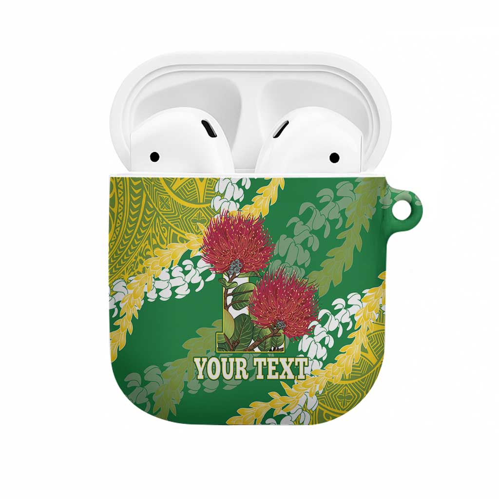 Personalized Leilehua Hawaii High School AirPods Case Puakenikeni Lei Hawaiian Pattern LT14 Green - Polynesian Pride