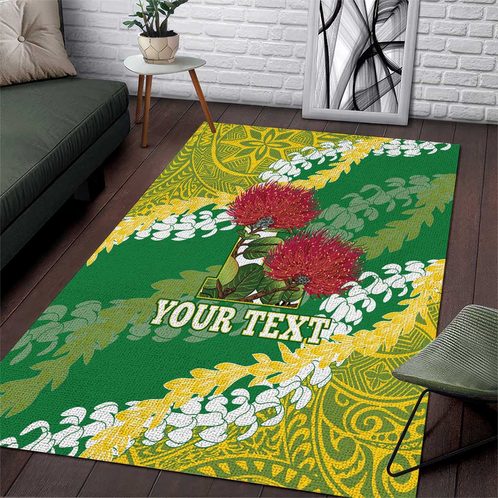 Personalized Leilehua Hawaii High School Area Rug Puakenikeni Lei Hawaiian Pattern - Polynesian Pride