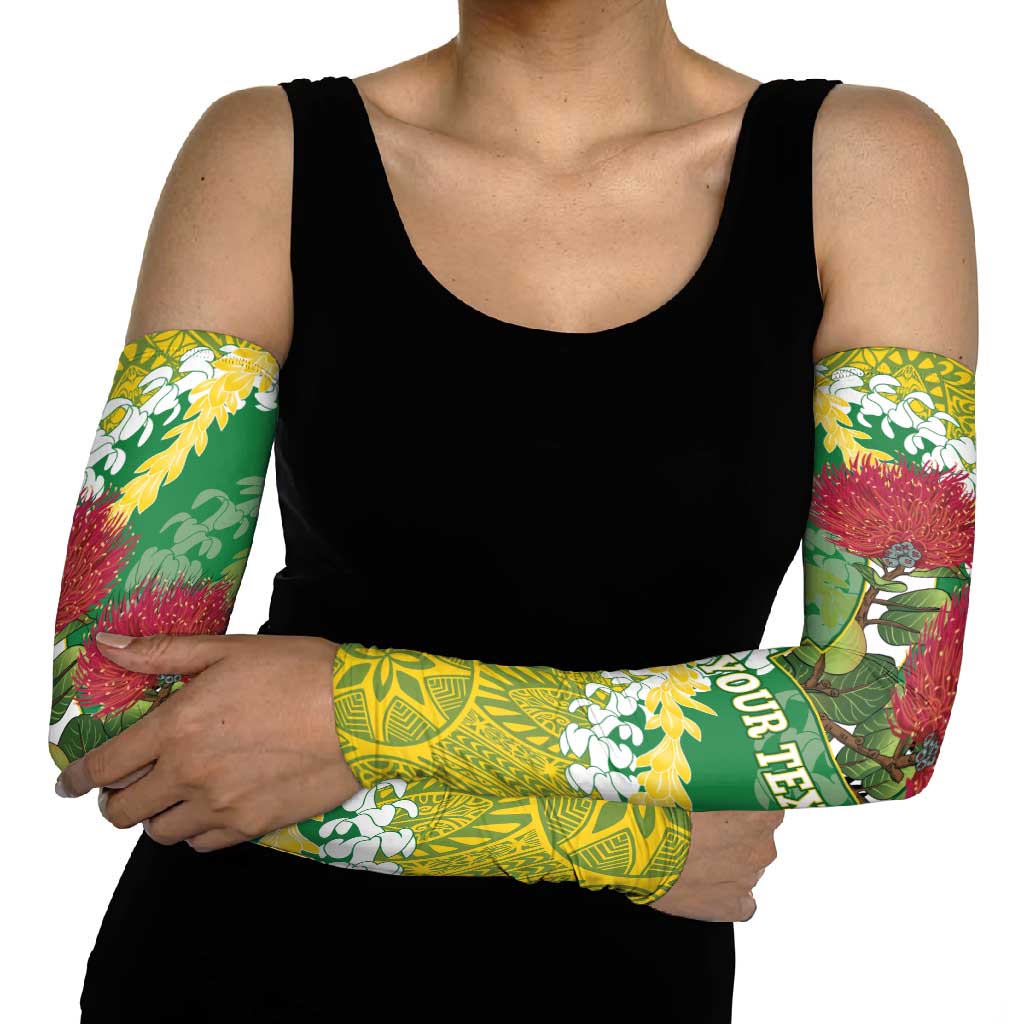 Personalized Leilehua Hawaii High School Arm Sleeves Puakenikeni Lei Hawaiian Pattern LT14 - Polynesian Pride