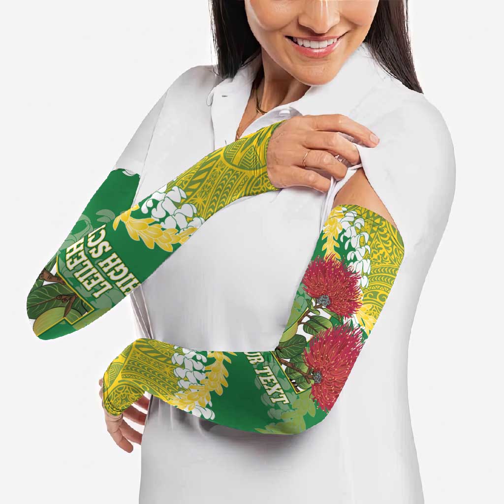Personalized Leilehua Hawaii High School Arm Sleeves Puakenikeni Lei Hawaiian Pattern LT14 - Polynesian Pride