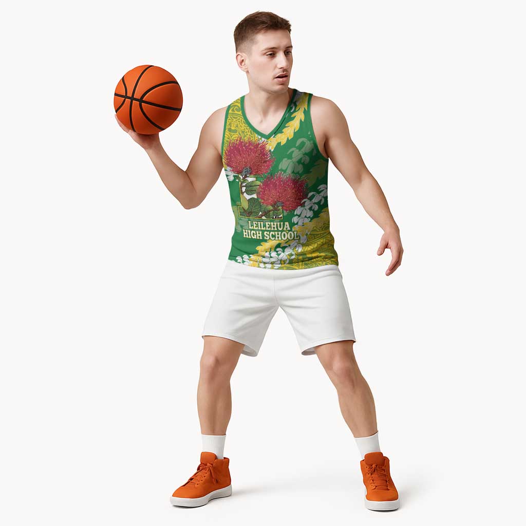 Personalized Leilehua Hawaii High School Basketball Jersey Puakenikeni Lei Hawaiian Pattern LT14 - Polynesian Pride