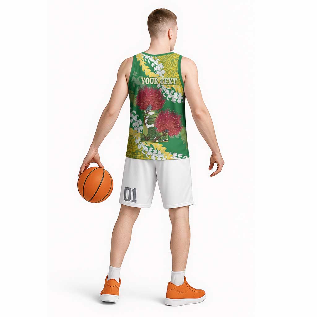 Personalized Leilehua Hawaii High School Basketball Jersey Puakenikeni Lei Hawaiian Pattern LT14 - Polynesian Pride