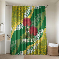 Personalized Leilehua Hawaii High School Bathroom Set Puakenikeni Lei Hawaiian Pattern LT14 Shower Curtain Only Green - Polynesian Pride