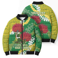Personalized Leilehua Hawaii High School Bomber Puffer Jacket Puakenikeni Lei Hawaiian Pattern LT14 - Polynesian Pride