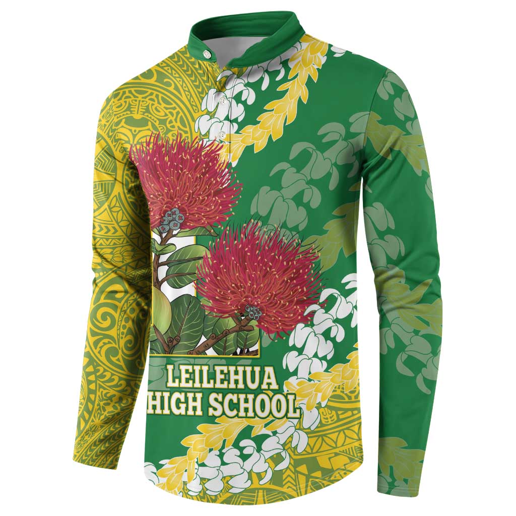 Personalized Leilehua Hawaii High School Button Sweatshirt Puakenikeni Lei Hawaiian Pattern LT14 - Polynesian Pride