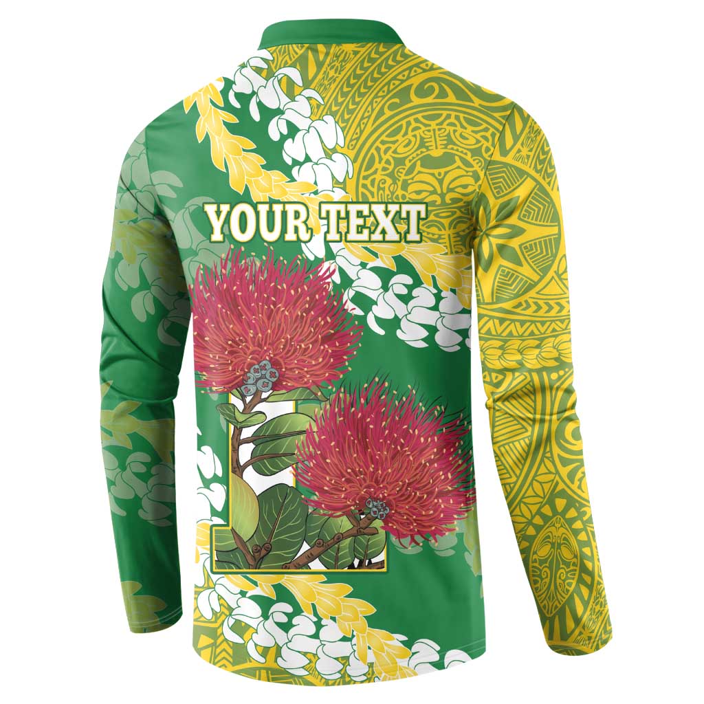 Personalized Leilehua Hawaii High School Button Sweatshirt Puakenikeni Lei Hawaiian Pattern LT14 - Polynesian Pride