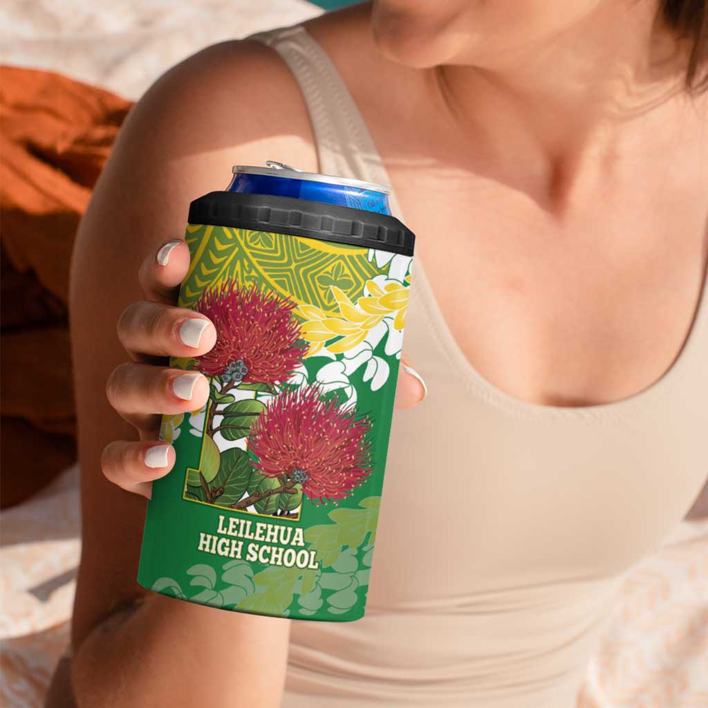 Personalized Leilehua Hawaii High School 4 in 1 Can Cooler Tumbler Puakenikeni Lei Hawaiian Pattern LT14 - Polynesian Pride