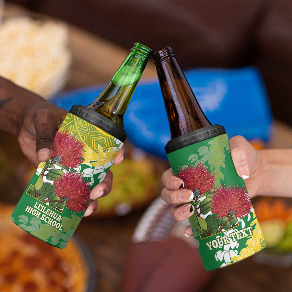 Personalized Leilehua Hawaii High School 4 in 1 Can Cooler Tumbler Puakenikeni Lei Hawaiian Pattern LT14 - Polynesian Pride
