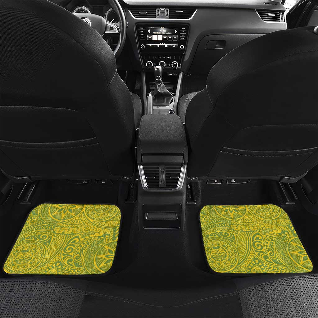 Personalized Leilehua Hawaii High School Car Mats Puakenikeni Lei Hawaiian Pattern LT14 Set 2pcs - Back Green - Polynesian Pride