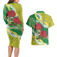 Personalized Leilehua Hawaii High School Couples Matching Long Sleeve Bodycon Dress and Hawaiian Shirt Puakenikeni Lei Hawaiian Pattern - Polynesian Pride