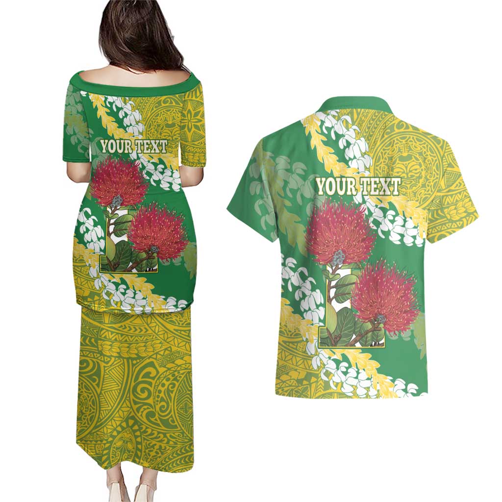 Personalized Leilehua Hawaii High School Couples Matching Puletasi and Hawaiian Shirt Puakenikeni Lei Hawaiian Pattern - Polynesian Pride